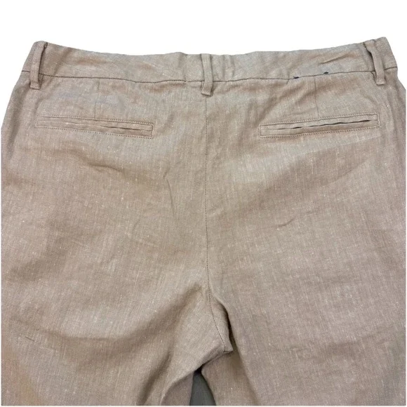 Fairlane Pants Mens 35x30 Tan Linen Blend Straight‎ Flat Front Chino - Picture 3 of 11